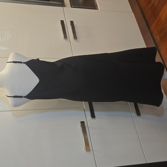 Sam Edelman Spagetti Strap Ruffle Black Midi Slip Dress Size 8 - Picture 4 of 7